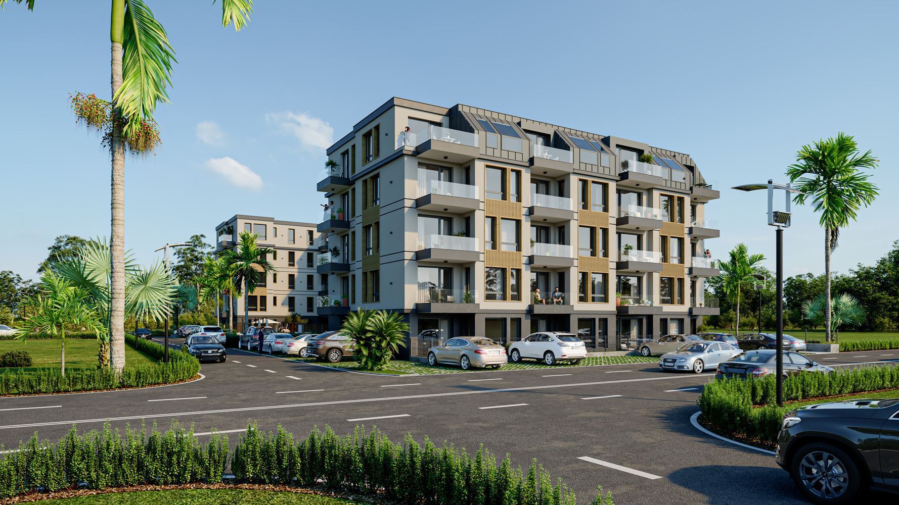 Nový apartmán s jednou ložnicí ve stylovém komplexu s bazénem, 500 m od pláže v Ravdě