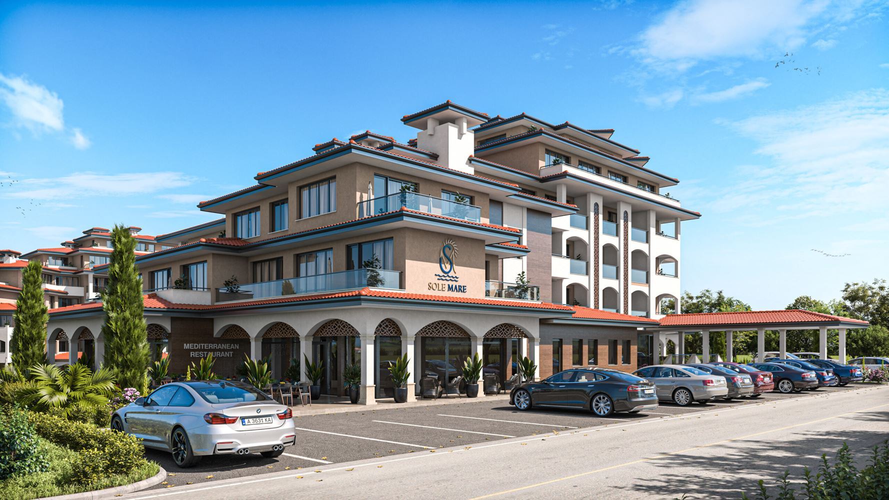 Luxusní apartmán s jednou ložnicí 50 m od moře v moderním komplexu v Aheloy