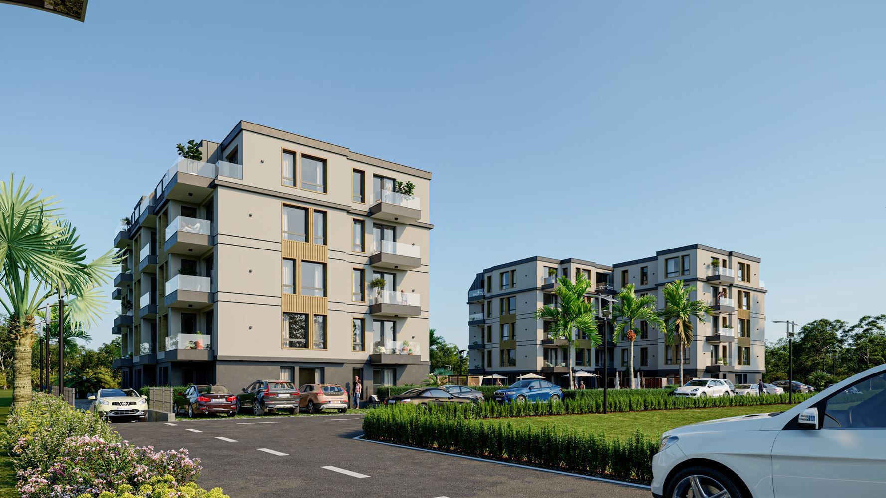 Nový apartmán s jednou ložnicí ve stylovém komplexu s bazénem, 500 m od pláže v Ravdě