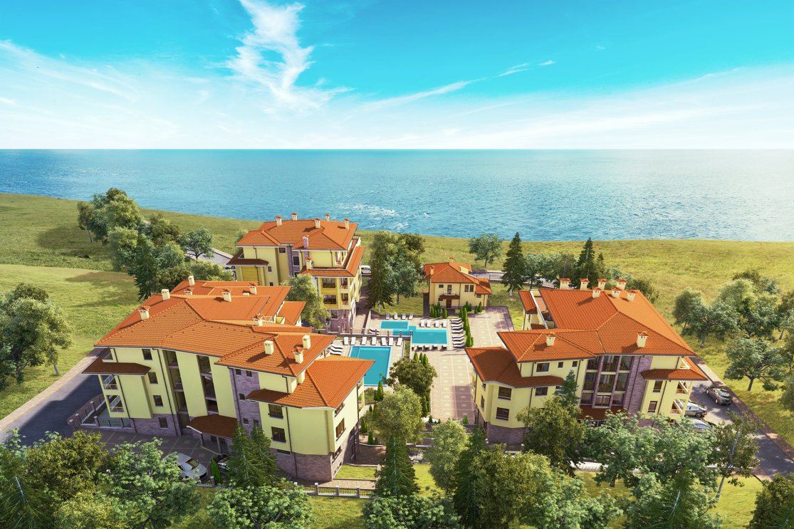 Zařízený apartmán s jednou ložnicí na první linii u moře s výhledem na moře v Byale