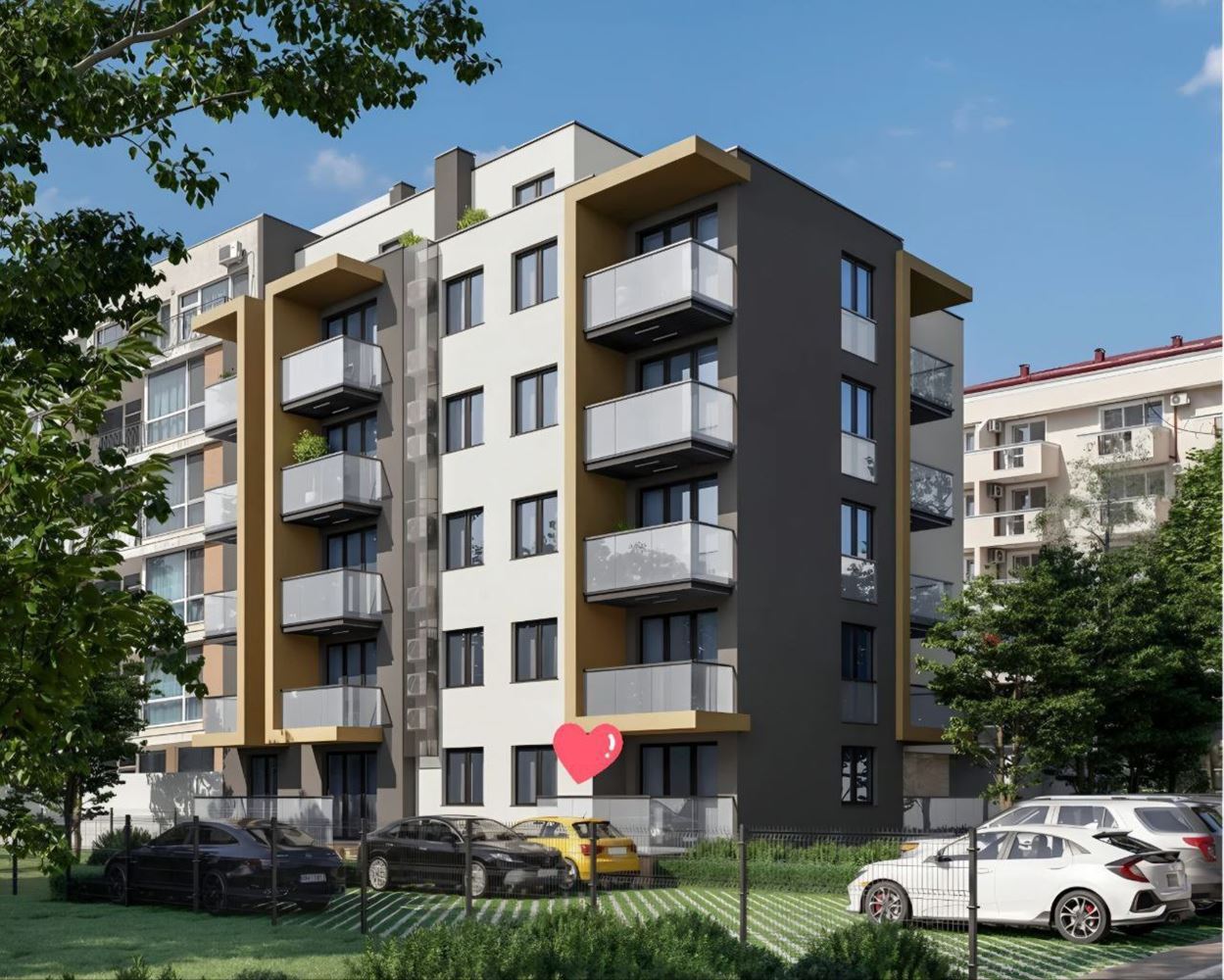 Moderní třípokojový apartmán s parkovacím místem v novém komplexu na Slunečném pobřeží