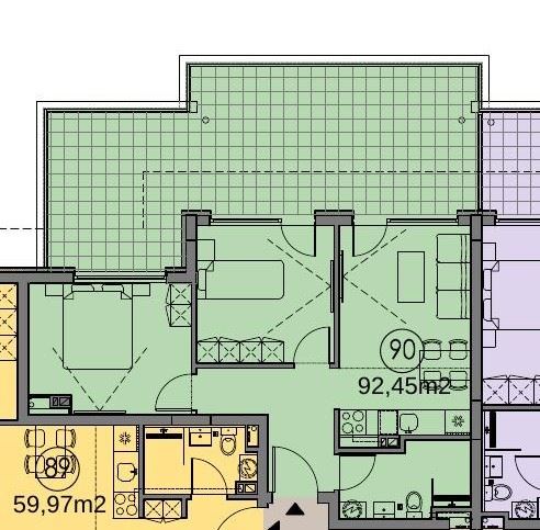 Třípokojový apartmán s panoramatickým výhledem na moře v první linii u moře ve Sveti Vlas – v nejvyšším patře