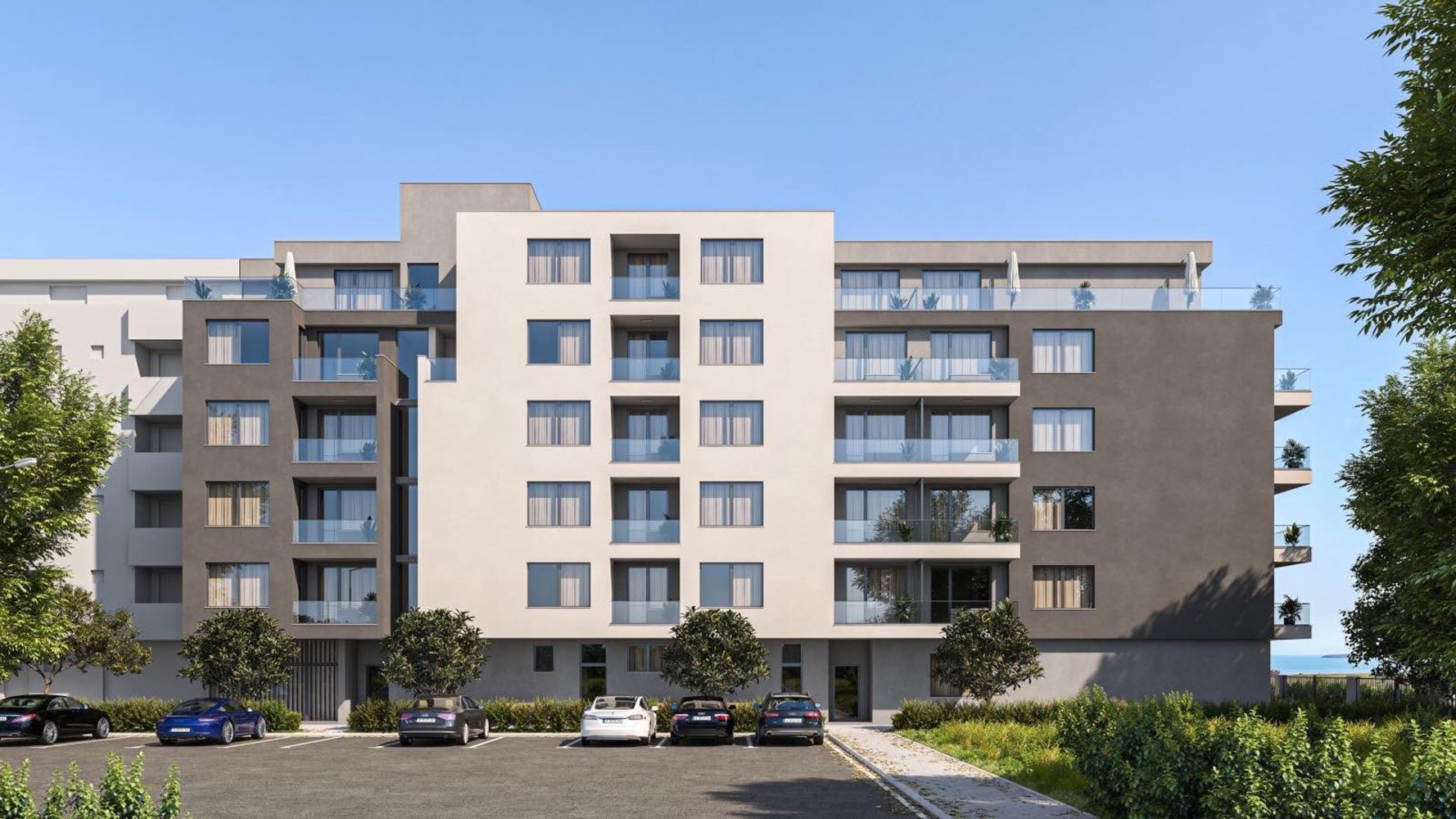 Dvoupokojový apartmán v první linii u moře v Pomorie – moderní architektura, panoramatické výhledy na moře a skvělá lokalita!