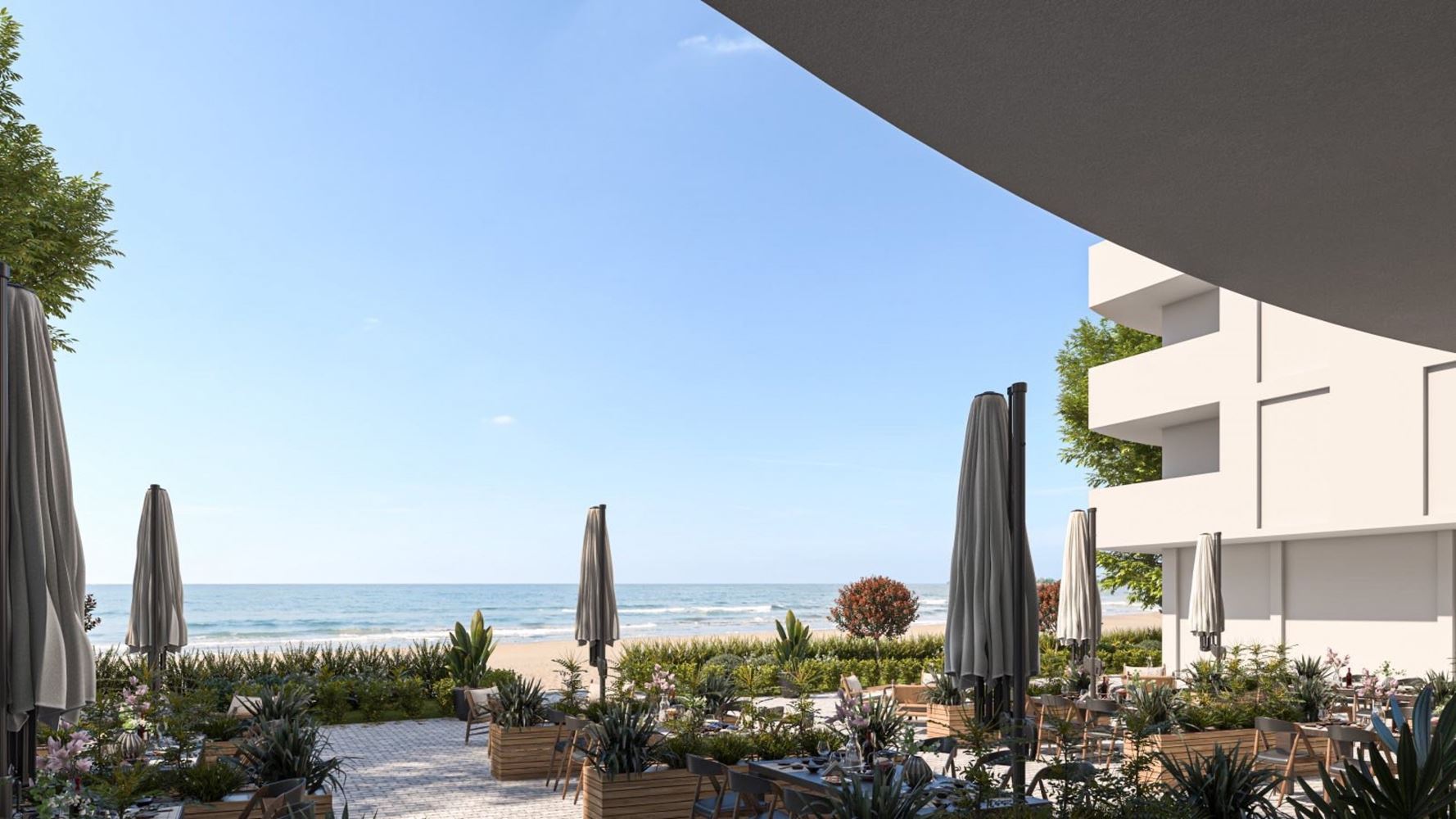 Dvoupokojový apartmán v první linii u moře v Pomorie – moderní architektura, panoramatické výhledy na moře a skvělá lokalita!