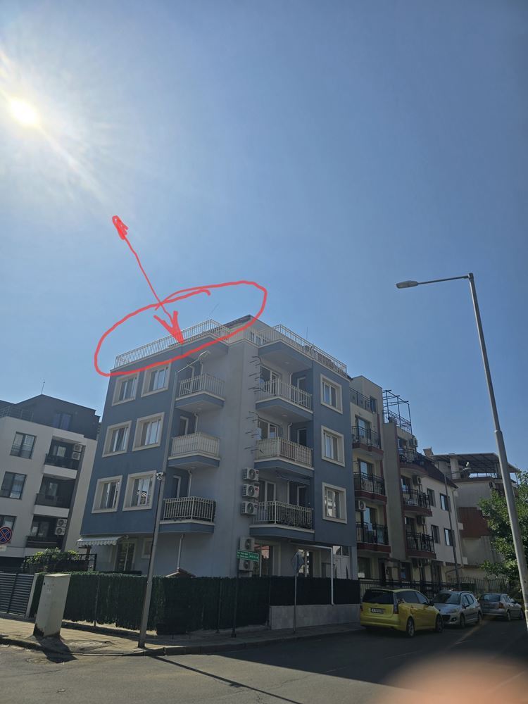 Studio s obrovskou panoramatickou terasou a nádherným výhledem v Nesebaru, čtvrť Černo More 2 – bez poplatku za údržbu