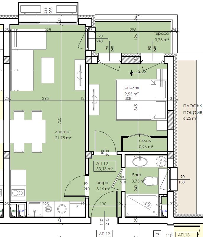 Moderní apartmán s jednou ložnicí v docházkové vzdálenosti od moře ve Slunečném pobřeží