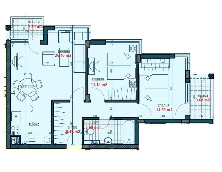 Objevte svůj nový domov u moře - apartmán se dvěma ložnicemi v centrální části Slunečného pobřeží