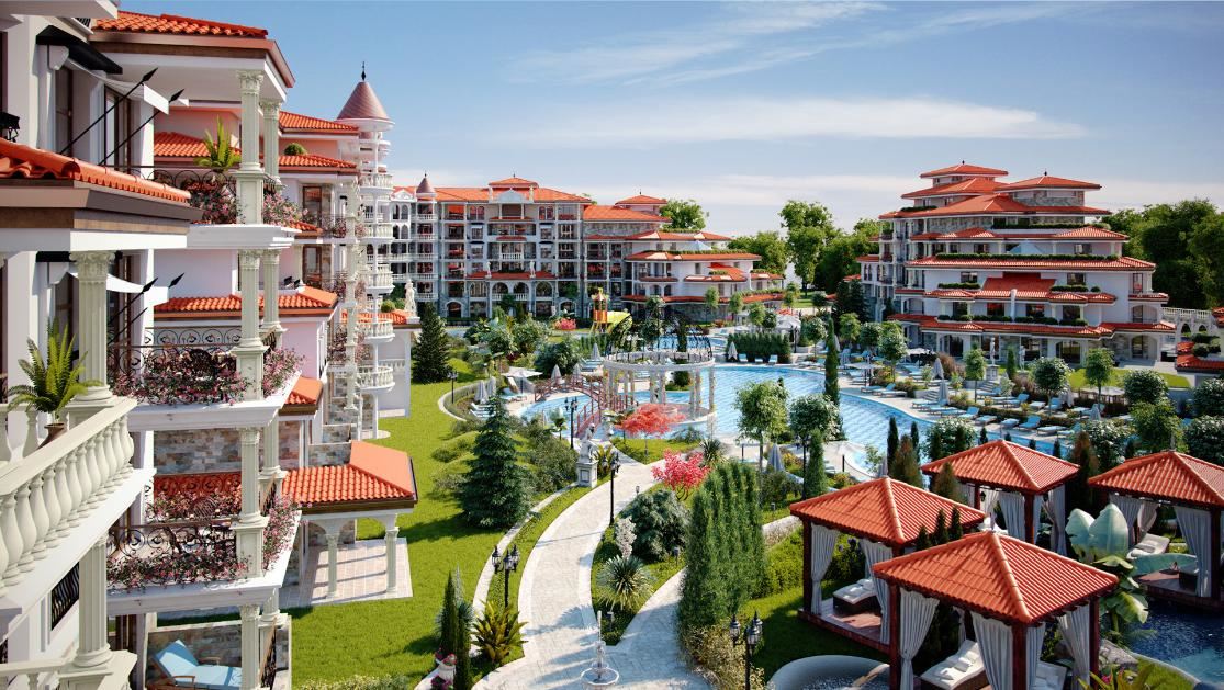 Prostorný apartmán se dvěma ložnicemi s částečným výhledem na moře v prestižním komplexu v Nesebaru – připravený pro své nové majitele