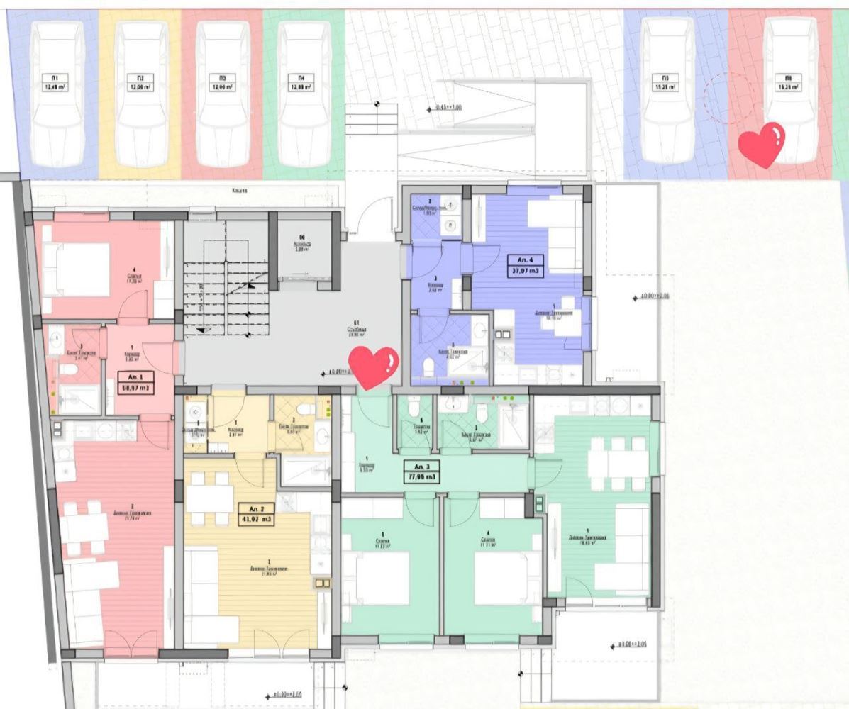 Moderní třípokojový apartmán s parkovacím místem v novém komplexu na Slunečném pobřeží