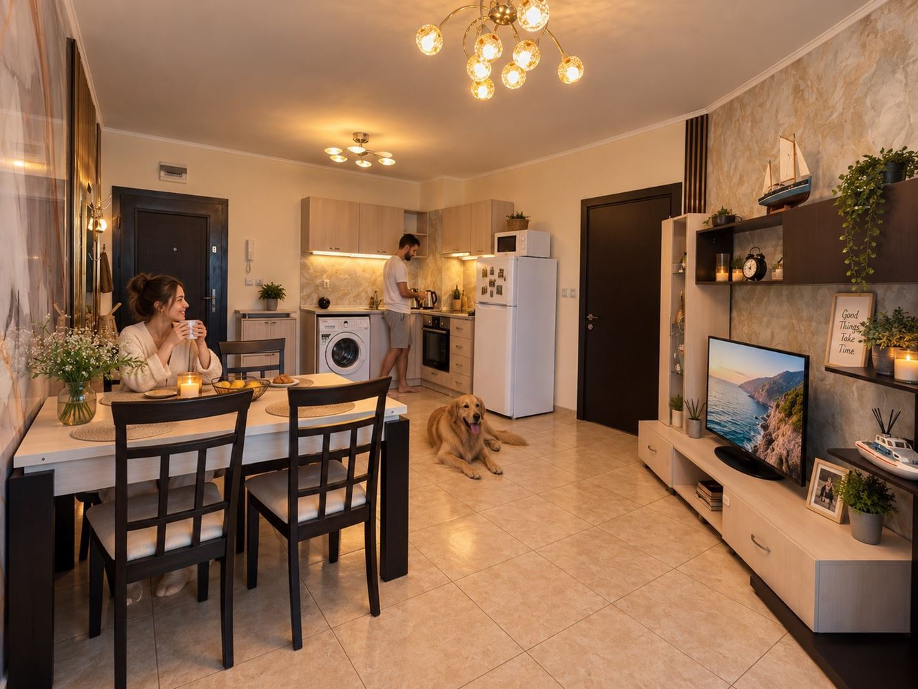 Prostorný apartmán se dvěma ložnicemi v Nesebaru – kompletně zařízený a připravený k nastěhování