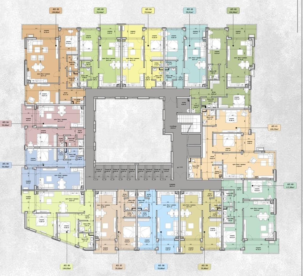 Prostorný apartmán se 2 ložnicemi a panoramatickou lodžií v novém domě v rezidenční čtvrti Slaveykov, Burgas