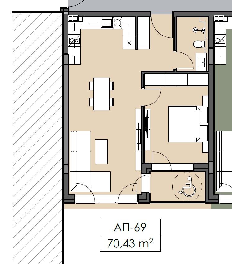 Jednopokojový apartmán v nejvyšším patře s panoramatickým výhledem v Nesebaru – bez poplatku za údržbu