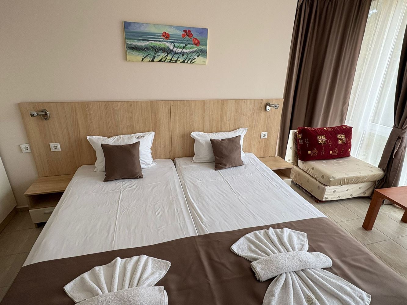  Apartmán se dvěma ložnicemi 300 metrů od pláže v centru Slunečného pobřeží