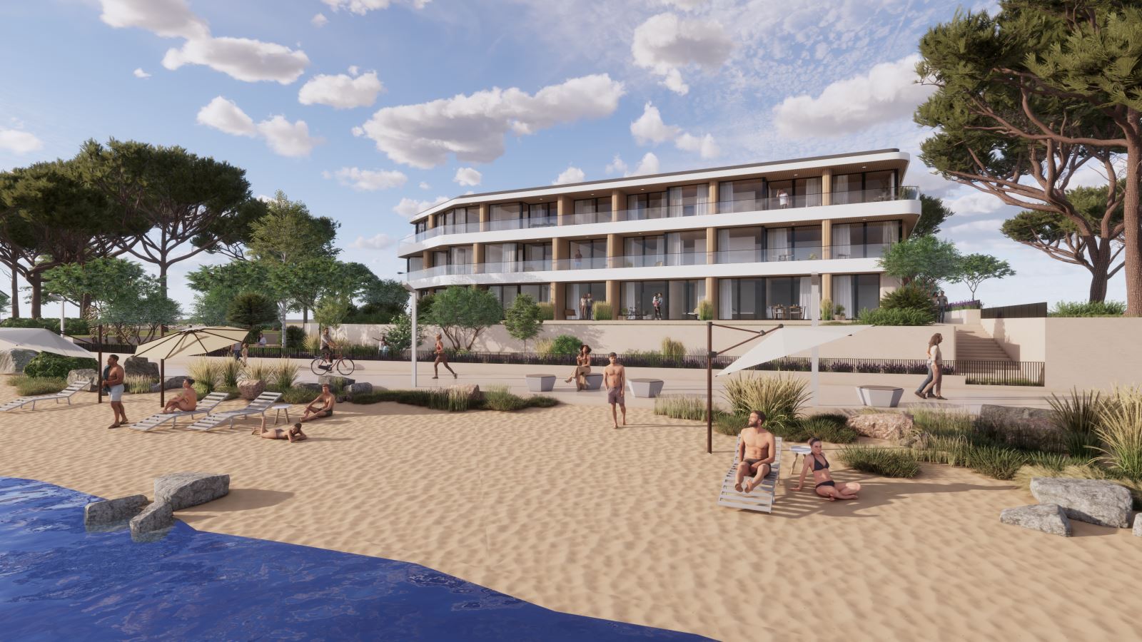 Prostorné studio v první linii u moře v nové luxusní budově v Kraimorie, Burgas