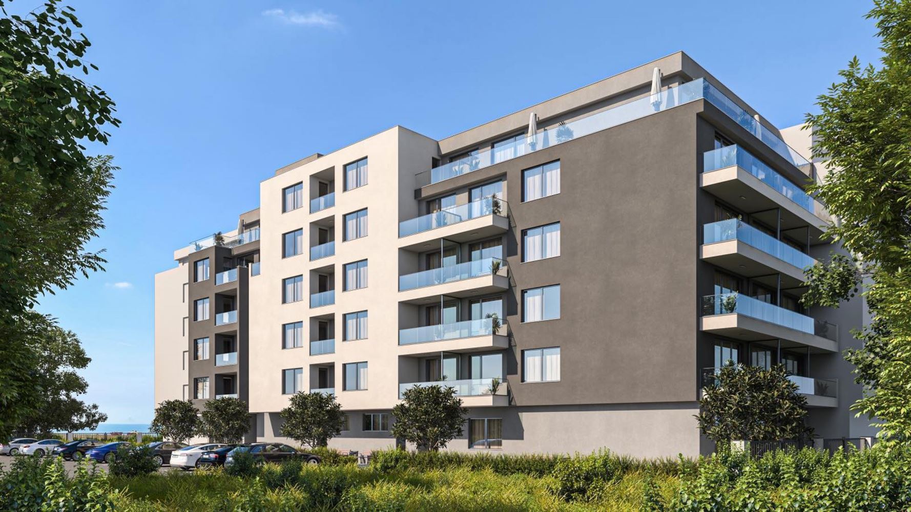 Dvoupokojový apartmán v první linii u moře v Pomorie – moderní architektura, panoramatické výhledy na moře a skvělá lokalita!